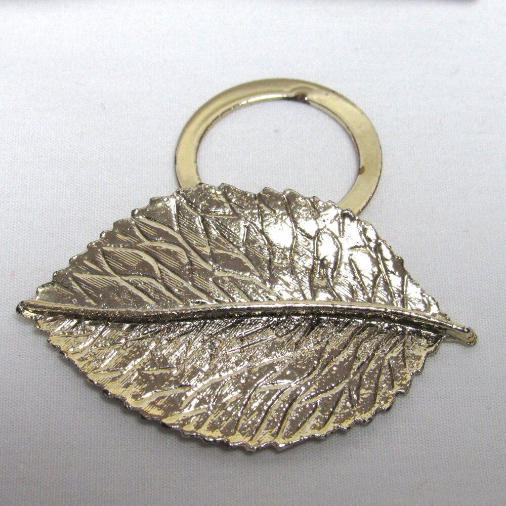 Vintage LIEBA Scarf Dress CLIP Leaf Shape Gold Tone Hinged USA
